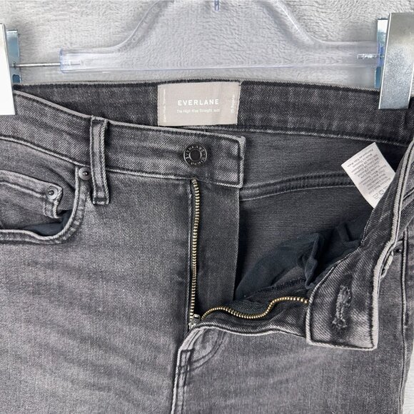 Everlane High Rise Straight Leg Jeans Womens Size 25 Regular Charcoal Wash Black - Picture 5 of 13